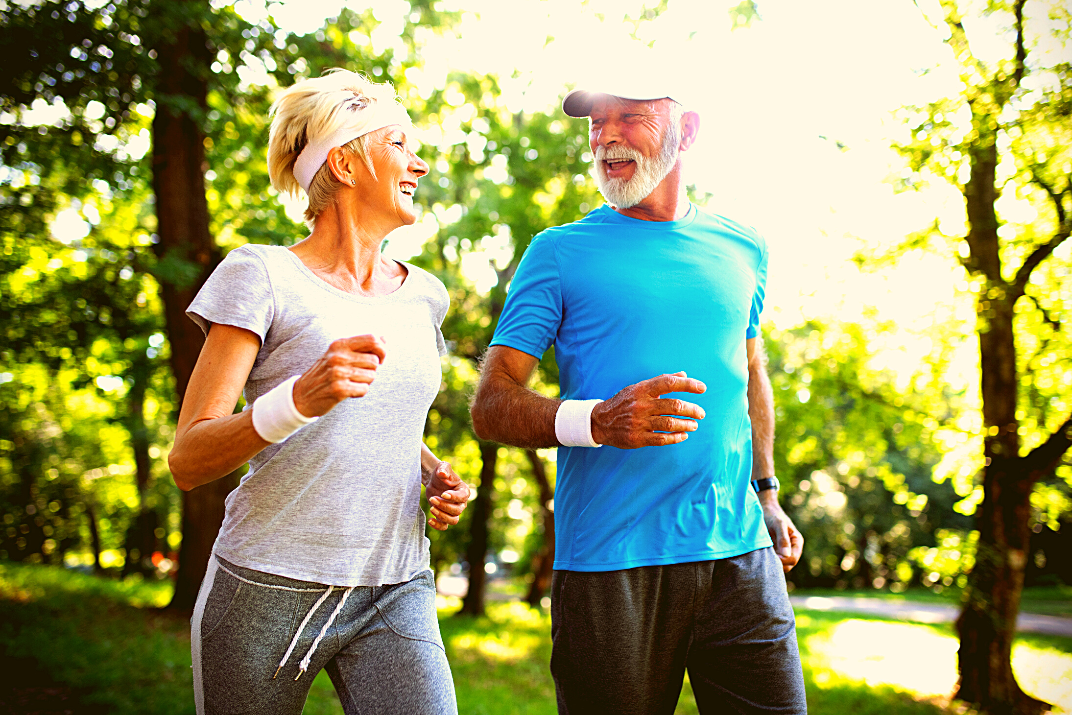Happy mature people couple exercising for healthy life
